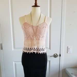 Nwt Pink Crochet Crop Top